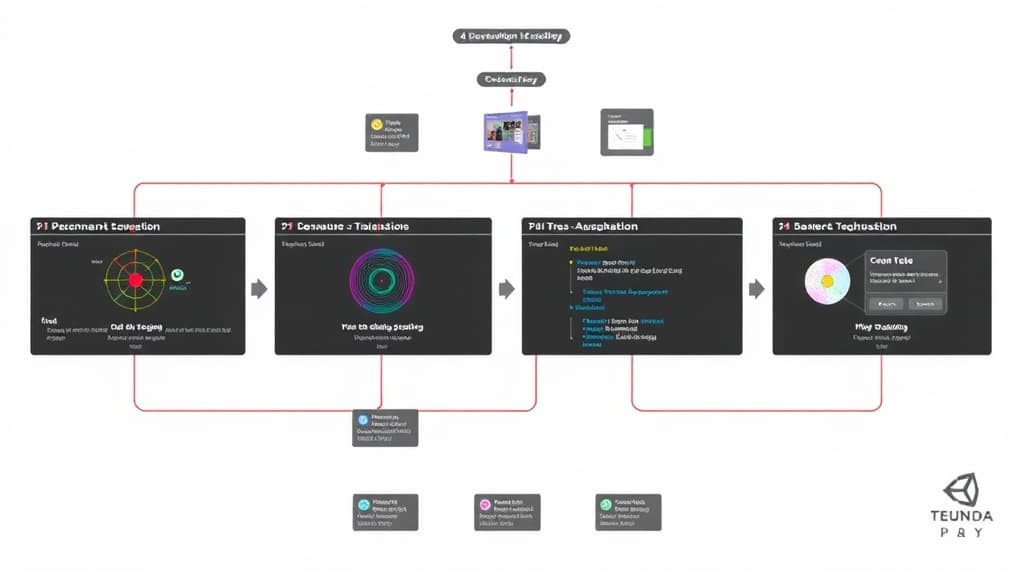Development workflow for unity 6.2: real-time ray tracing advances technical diagram style modern UI design developer-focused