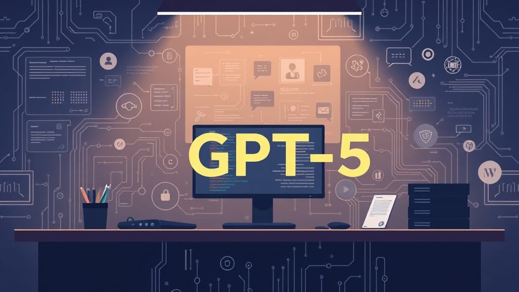 Professional technical illustration of gpt-5: advancements in natural language understanding modern developer aesthetic clean