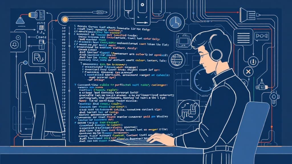 Professional technical illustration of claude 4: contextual understanding for code generation modern developer aesthetic clea